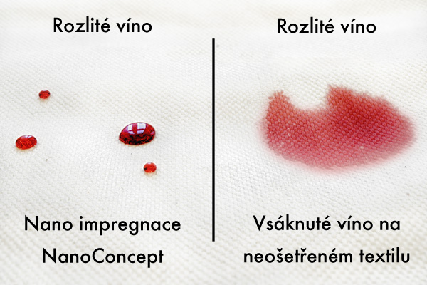 Impregnovaný textil - červené víno