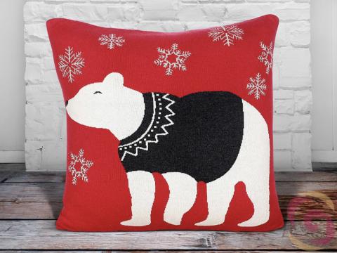 Luxusní pletený povlak na polštář - 45x45 cm - lední medvěd Luxusní pletený povlak na polštář - 45x45 cm - lední medvěd