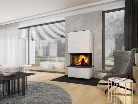 Obývák s akumulačními kamny Romotop Spirit